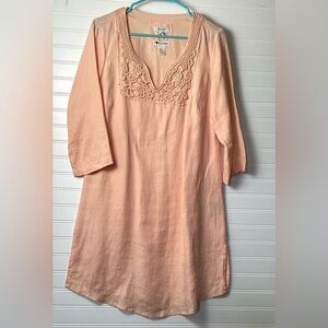 Malvin *| Love Linen* sleeveless shirt dress size Large/10 peach color v neck